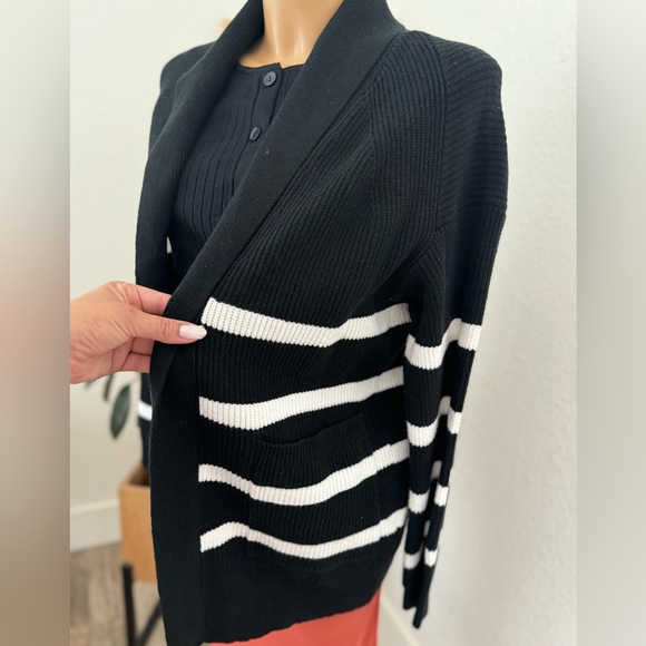 NWT Women's Open Layering Cardigan Black/Cream - Picture 4 of 8